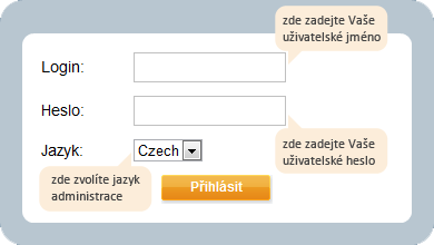 Popis přihlašovacího boxu