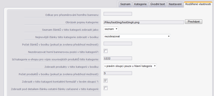 Rozšířené vlastnosti kategorie