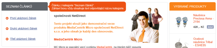 Výpis článků do postranního sloupce