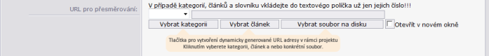 Tlačítka pro vytvoření dynamické URL adresy (pro větší náhled klikněte na obrázek)
