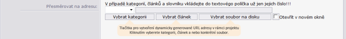 Tlačítka pro vytvoření dynamické URL adresy
