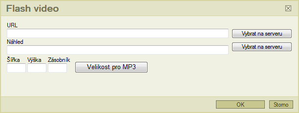 Formulář pro vložení Flash videa
