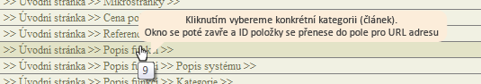 Vybrání kategorie (článku)
